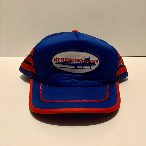 Vintage Strescon 3 Stripe Mesh Trucker Snapback Hat - Picture 1 of 3